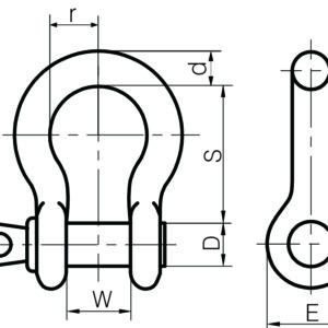 Small Bow Self Colour Shackles to BS 3032 1958 with Type A Pin
