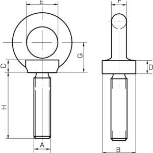 Long Shank Collared Eyebolts to BS 529 Part 1 1944 - Tested & Certified - Metric Thread