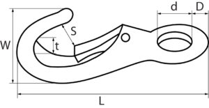 Stainless Steel Fixed Eye Boat Snap Hook