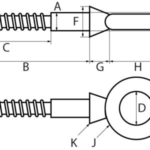 Eyebolt with Lag Thread Woodscrew Thread